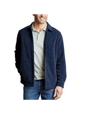 Copper & Oak Men's L Blue Snap Button Corduroy Shirt Jacket e1658